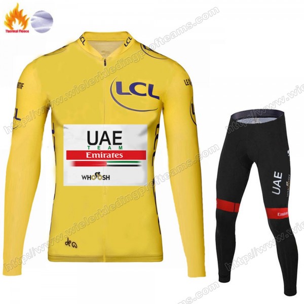 Winter Thermal Fleece UAE EMIRATES Tour De France 2020 Fietskleding Set Wielershirts Lange Mouw+Lange Wielrenbroek Bib MBCXF