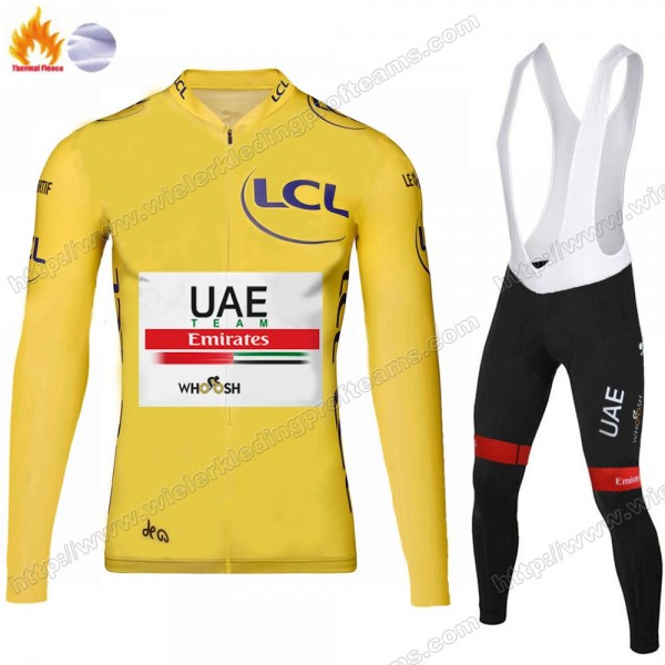 Winter Thermal Fleece UAE EMIRATES Tour De France 2020 Fietskleding Set Wielershirts Lange Mouw+Lange Wielrenbroek Bib CBRYZ