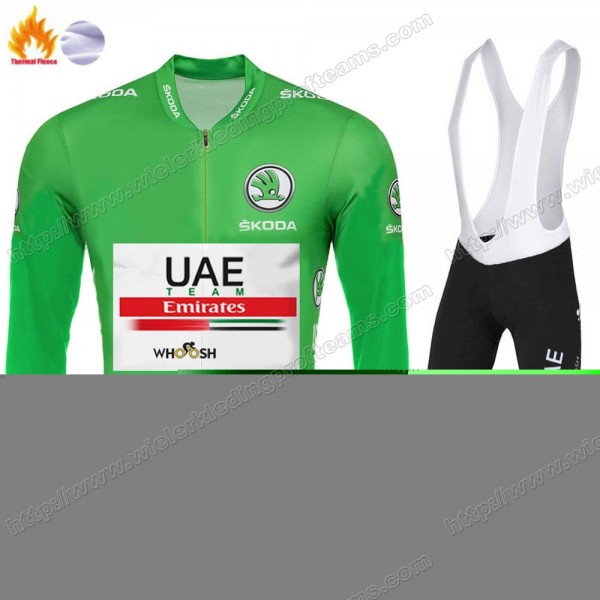 Winter Thermal Fleece UAE EMIRATES Tour De France 2020 Fietskleding Set Wielershirts Lange Mouw+Lange Wielrenbroek Bib NXWZN