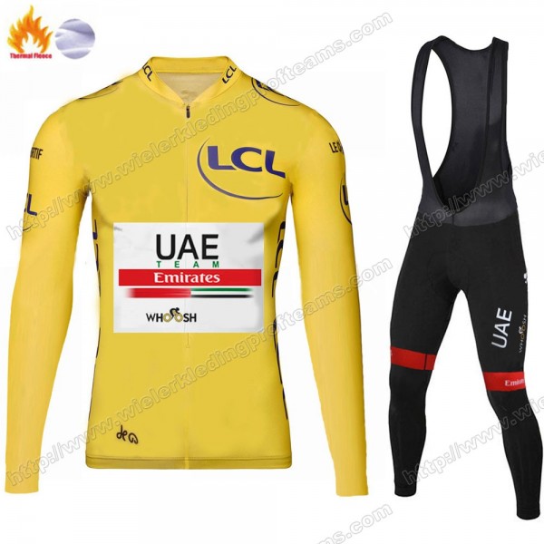 Winter Thermal Fleece UAE EMIRATES Tour De France 2020 Fietskleding Set Wielershirts Lange Mouw+Lange Wielrenbroek Bib CFCXX
