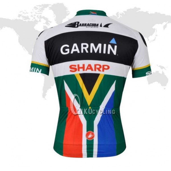 2013 Garmin Sharp Barracuda Sudafrica Kampioen Wielerkleding Set Wielershirts Korte Mouw Zwart Groen