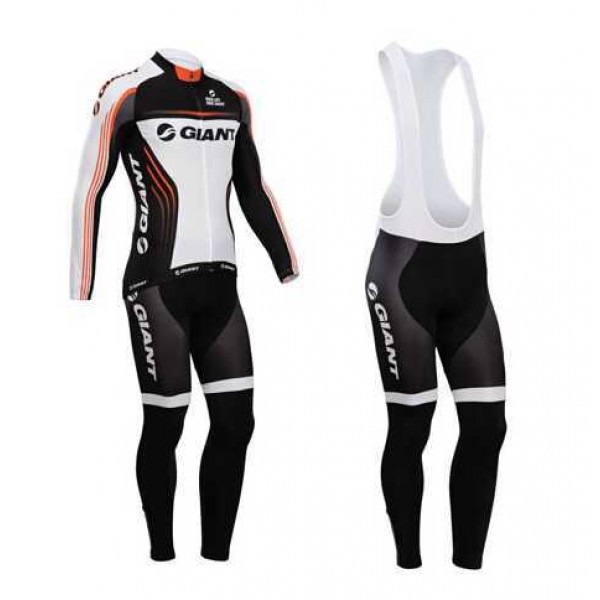 Kopen Giant 2014 Fietskleding Wielershirt Lange Mouwen+Lange Fietsbroeken Bib Zwart Wit