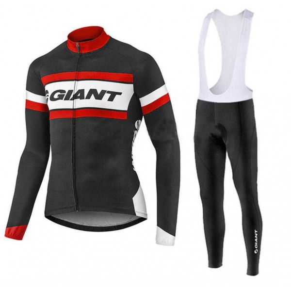 2016-2017 Giant Fietskleding Wielershirt Lange Mouwen+Lange Fietsbroek Bib Rood