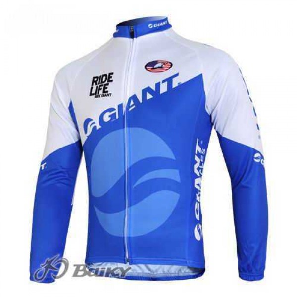 Giant Ride Life Wielershirts Lange Mouwen Blauw Wit