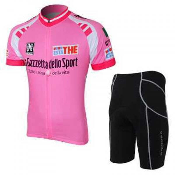 2012 Giro D'Italia Wielerkleding Set Wielershirts Korte+Korte Fietsbroeken Roze Zwart