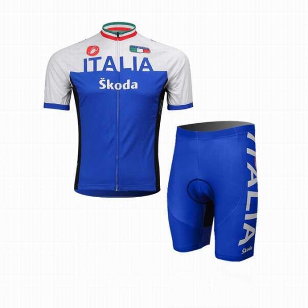 2014 Italia Skoda Castelli Wielerkleding Set Wielershirts Korte Mouw+Fietsbroek