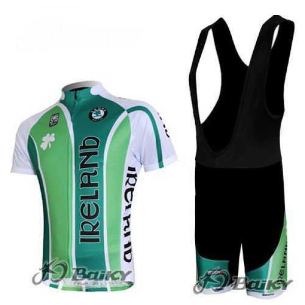 Irlanda Pro Team Fietskleding Set Fietsshirt Met Korte Mouwen+Korte Koersbroek Groen