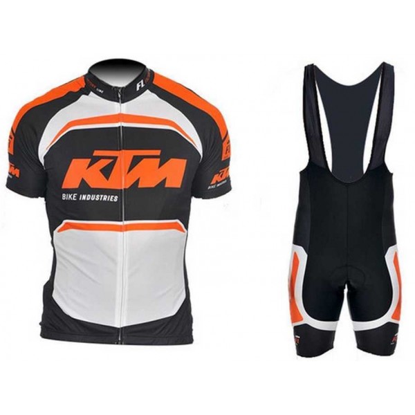 2015 KTM Pro Team Fietskleding Set Fietsshirt Met Korte Mouwen+Korte Koersbroek Zwart Wit Orange