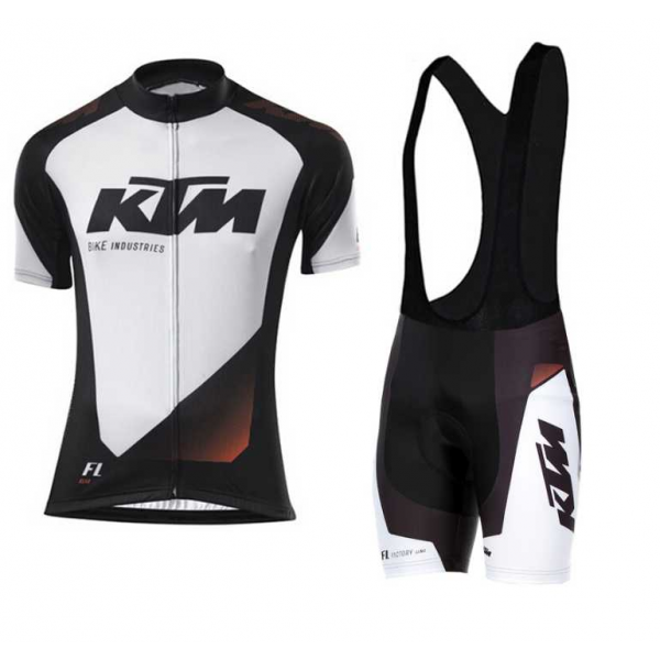 2016 KTM Fietskleding Set Fietsshirt Met Korte Mouwen+Korte Koersbroek Wit 02