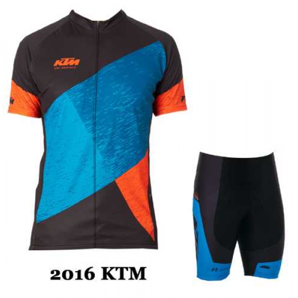 2016 KTM Fietskleding Wielershirt Korte Mouw+Korte Fietsbroeken Blauw 04