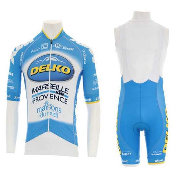 2016 Delko Marseille Provence KTM Blauw Wielerkleding Set Wielershirt Korte Mouwen+Korte Fietsbroeken Bib Blauw