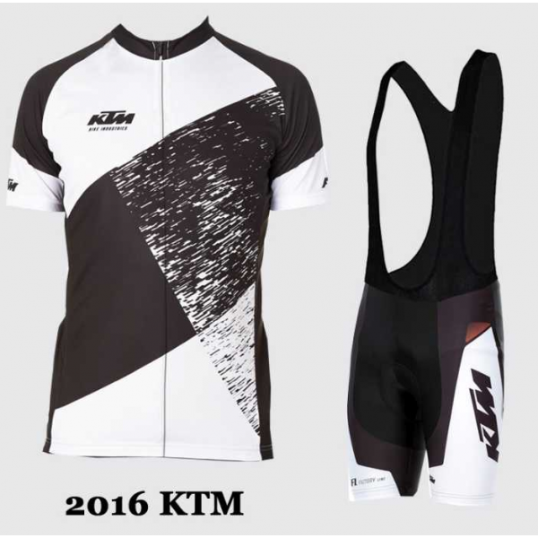 2016 KTM Fietskleding Set Fietsshirt Met Korte Mouwen+Korte Koersbroek Wit Zwart