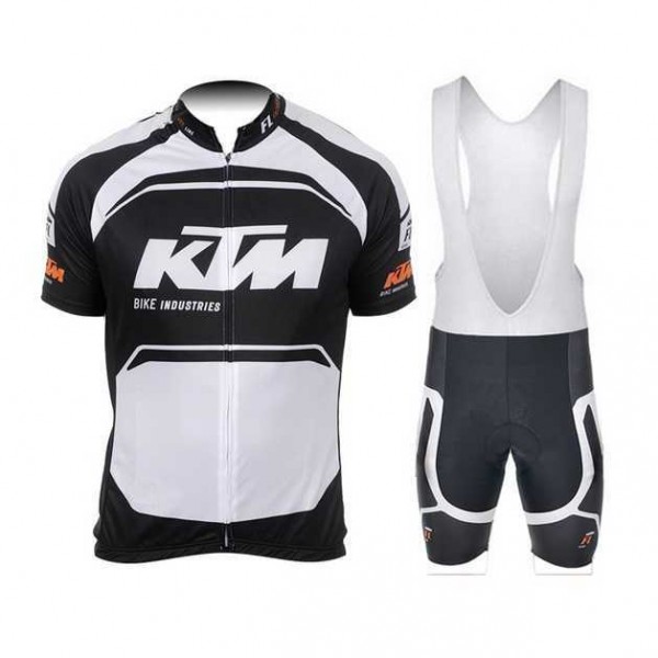 2015 KTM Pro Team Zwart Wit Fietskleding Set Fietsshirt Met Korte Mouwen+Korte Koersbroek
