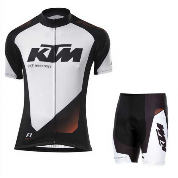 2016 KTM Fietskleding Wielershirt Korte Mouw+Korte Fietsbroeken Wit 002