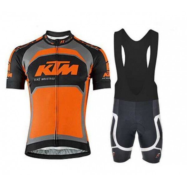 2015 KTM Pro Team Fietskleding Set Fietsshirt Met Korte Mouwen+Korte Koersbroek Zwart Grijs Orange