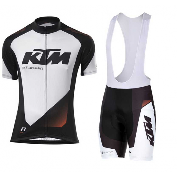 2016 KTM Fietskleding Set Fietsshirt Met Korte Mouwen+Korte Koersbroek Wit