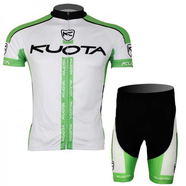 2013 KUOTA Wielerkleding Set Wielershirts Korte Mouw+Fietsbroekje Wit Groen