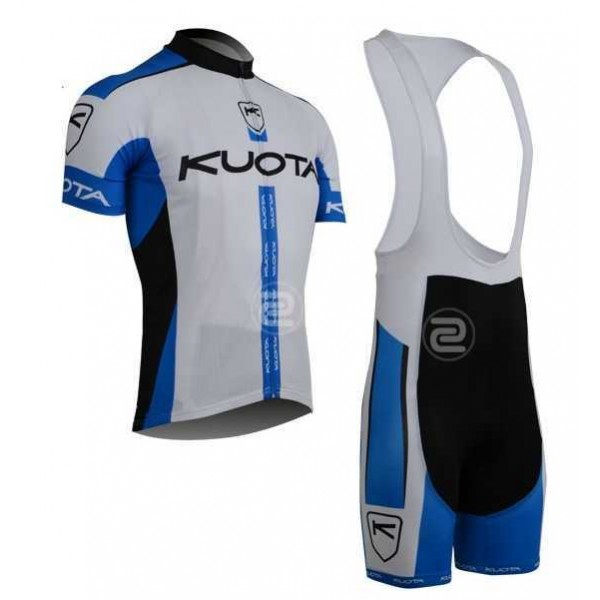 2013 KUOTA Fietskleding Set Fietsshirt Met Korte Mouwen+Korte Koersbroek Wit Blauw