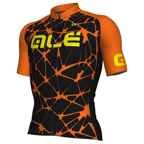 Ale Solid Cracle-Zwart Oranje Wielershirt Korte Mouw