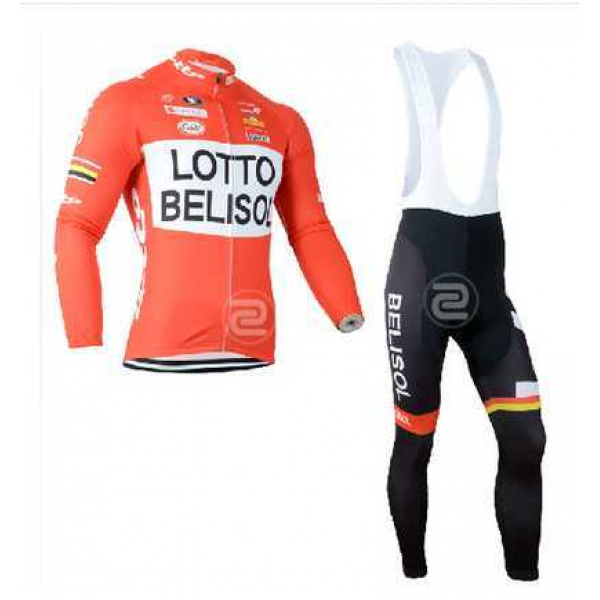 2014 Lotto Belisol Fietskleding Wielershirt Lange Mouwen+Lange Fietsbroeken Bib