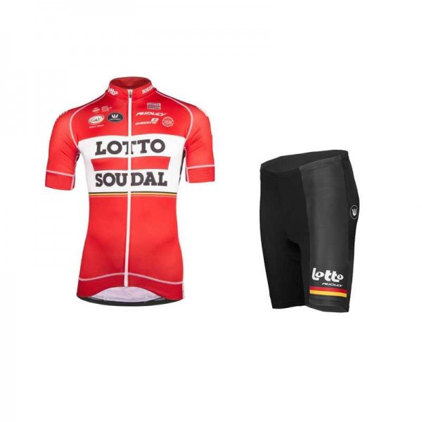 2017 Lotto Fietskleding Wielershirt Korte Mouw+Korte Fietsbroeken Rood