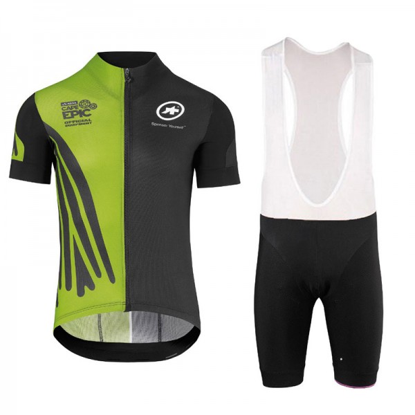 Nouveau 2018 Assos SS.Capeepicx Fietskleding Set Fietsshirt Korte Mouwen+Koersbroek Kort Bib Groen Zwart