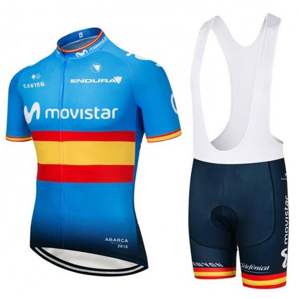 Movistar Champions Spain 2018 Fietskleding Set Wielershirt Korte Mouw+Korte Fietsbroeken Bib