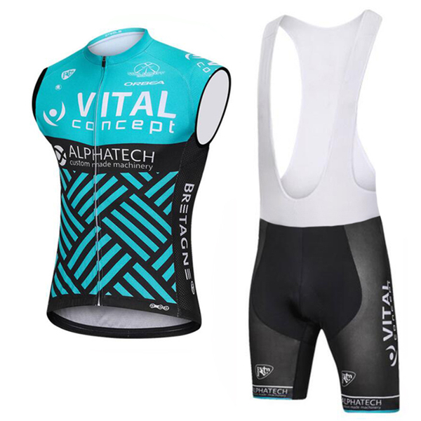 2018 VITAL CONCEPT Fietskleding Set Wielershirt Mouwloze+Korte Fietsbroeken Bib