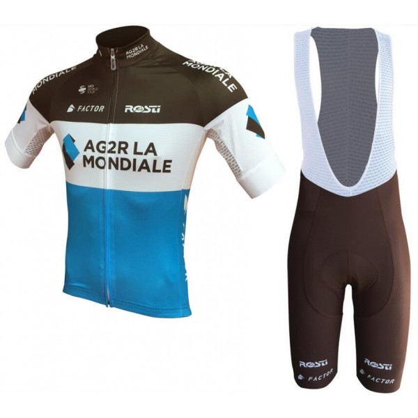 Ag2r La Mondiale 2018 Team Fietskleding Set Wielershirt Korte Mouw+Korte Fietsbroeken Bib