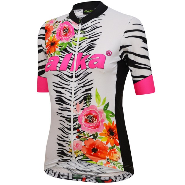 Alka Advanced Flower Dames Wit Wielershirt Korte Mouw