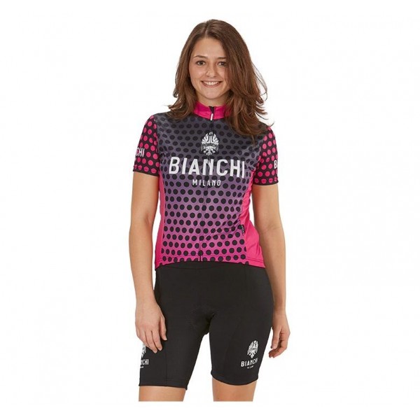 Bianchi Milano Gravina Pink Dames Fietskleding Set Wielershirt Korte Mouwen+Korte Fietsbroeken