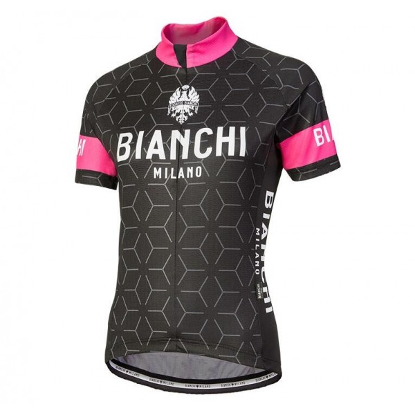 Bianchi Milano Nevola Black Pink Dames Wielershirt Korte Mouwen