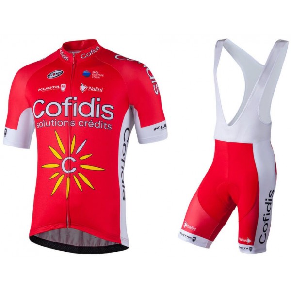 2018 COFIDIS Fietskleding Set Wielershirt Korte Mouw+Korte Fietsbroeken Bib