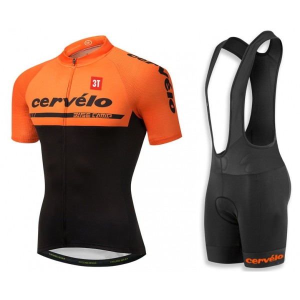2018 Cervelo 3T Orange Fietskleding Set Wielershirt Korte Mouw+Korte Fietsbroeken Bib