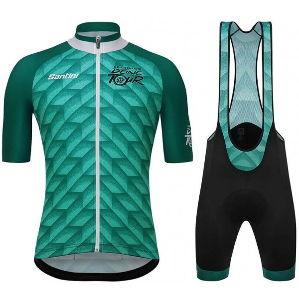 DEUTSCHLAND TOUR 2018 Fietskleding Set Wielershirt Korte Mouw+Korte Fietsbroeken Bib