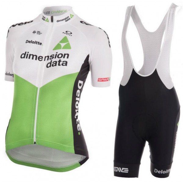 Dimension Data 2018 Performance Dames Fietskleding Set Wielershirt Korte Mouw+Korte Fietsbroeken Bib