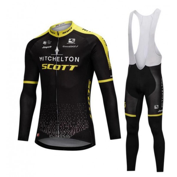 Mitchelton Scott 2018 Fietskleding Set Wielershirt Lange Mouw+Lange Fietsbroeken Bib