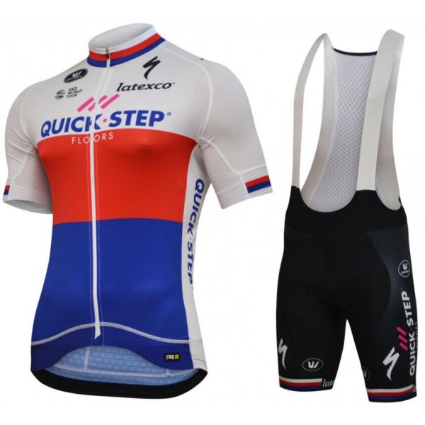 Quick Step Floors 2018 Czech Champion Fietskleding Set Wielershirt Korte Mouw+Korte Fietsbroeken Bib