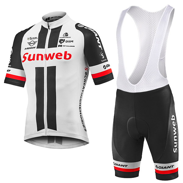 2018 Sunweb Giant Fietskleding Set Wielershirt Korte Mouw+Korte Fietsbroeken Bib