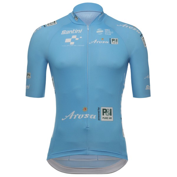 Tour De Suisse 2018 Blauw Wielershirt Korte Mouw