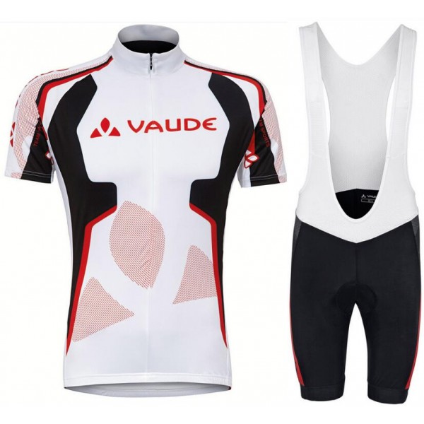 2018 Vaude Team Wit Fietskleding Set Wielershirt Korte Mouw+Korte Fietsbroeken Bib