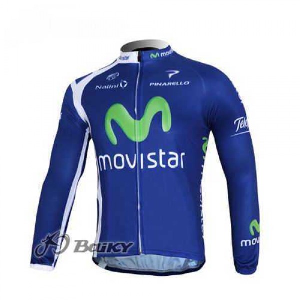 Movistar Teams Wielershirts Lange Mouwen Blauw