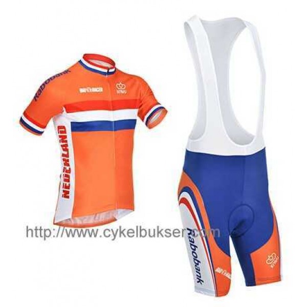 Nazionale Olandese Teams Fietskleding Set Fietsshirt Met Korte Mouwen+Korte Koersbroek