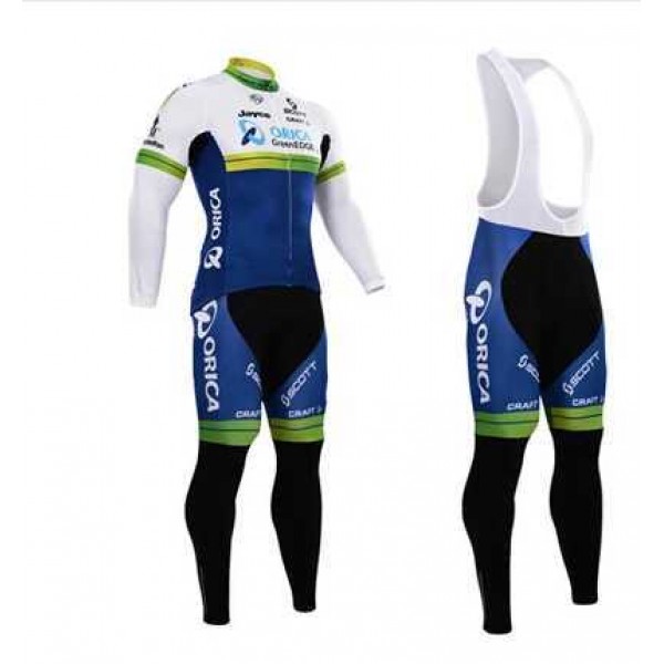 2015 ORICA GreenEDGE Fietskleding Wielershirt Lange Mouwen+Lange Fietsbroeken Bib