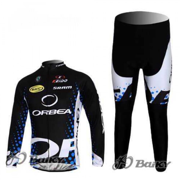 Orbea Pro Team Wielerkleding Set Wielershirts Lange Mouw+Lange Fietsbroeken Zwart Blauw