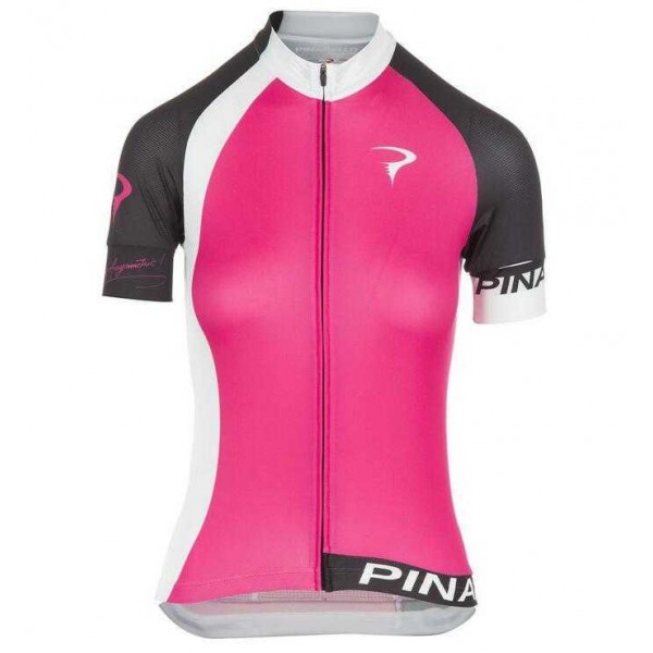 2016 Pinarello Wielershirt Korte Mouw Rood Zwart Vrouw