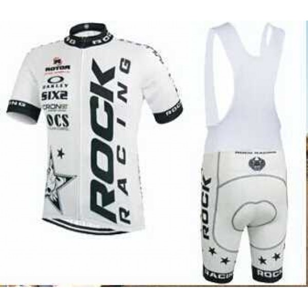 2015 Rock Racing Wit Fietskleding Set Fietsshirt Met Korte Mouwen+Korte Koersbroek