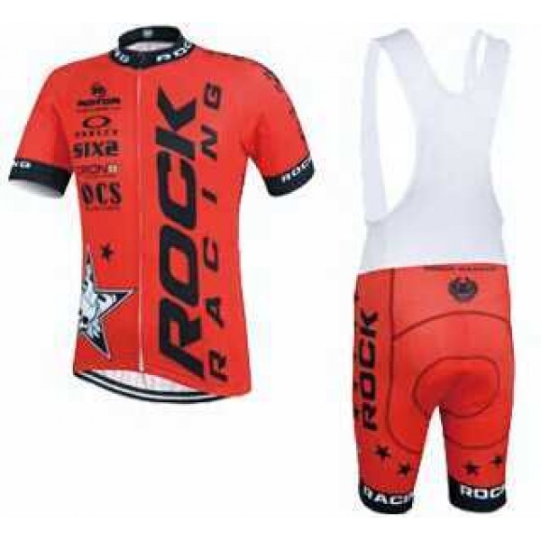 2015 Rock Racing Rood Fietskleding Set Fietsshirt Met Korte Mouwen+Korte Koersbroek