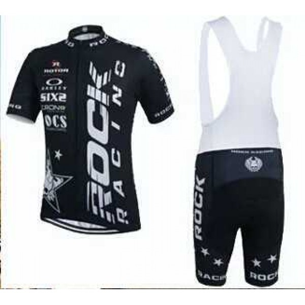 2015 Rock Racing Zwart Fietskleding Set Fietsshirt Met Korte Mouwen+Korte Koersbroek