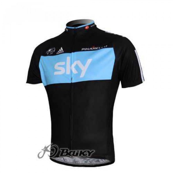 SKY Pro Team Wielershirt Met Korte Mouwen Zwart Blauw